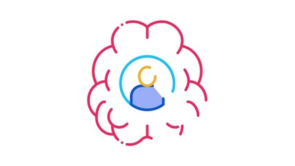Poster - human brainstorming Icon Animation. color human brainstorming animated icon on white background