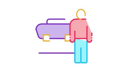 Poster - busy man Icon Animation. color busy man animated icon on white background