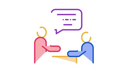 Poster - dialogue of two people Icon Animation. color dialogue of two people animated icon on white background