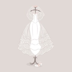 Poster - White wedding dress on hanger