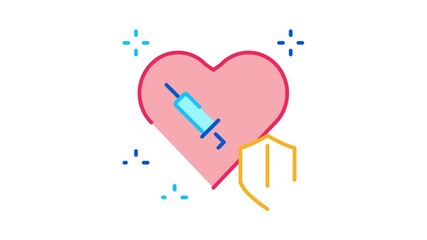 Sticker - cardiac repair injection Icon Animation. color cardiac repair injection animated icon on white background