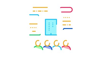 Fototapete - discussion of modeling house Icon Animation. color discussion of modeling house animated icon on white background