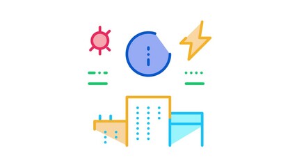 Fototapete - information about supply of electricity to house Icon Animation. color information about supply of electricity to house animated icon on white background