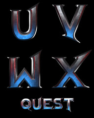 Poster - Quest 3D heavy metal Fantasy Alphabet - 3D Illustration