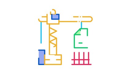 Fototapete - construction crane Icon Animation. color construction crane animated icon on white background
