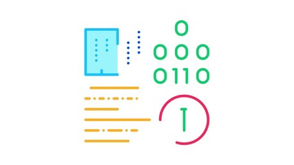 Fototapete - binary information Icon Animation. color binary information animated icon on white background