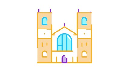 Sticker - castle facade Icon Animation. color castle facade animated icon on white background