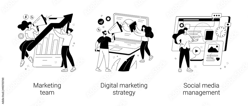 Digital marketing strategy abstract concept vector illustrations. Stock ...