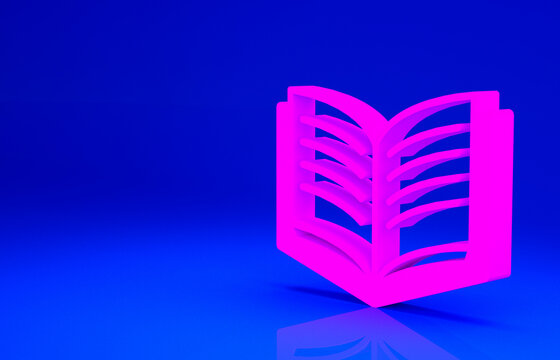 Pink Open book icon isolated on blue background. Minimalism concept. 3d illustration 3D render