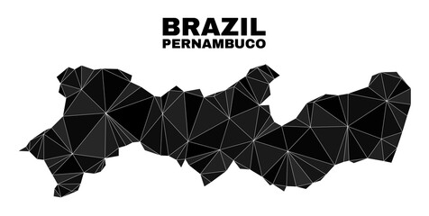 Wall Mural - lowpoly Pernambuco State map. Polygonal Pernambuco State map vector is combined of chaotic triangles. Triangulated Pernambuco State map polygonal abstraction for political templates.