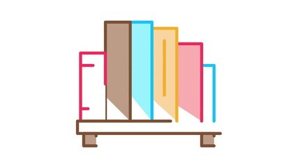Poster - bookshelf Icon Animation. color bookshelf animated icon on white background