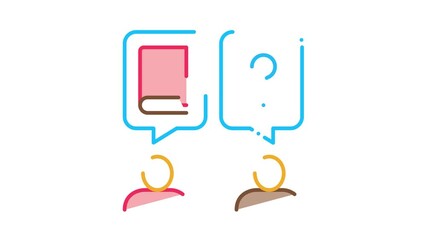 Poster - book discussion dialogue Icon Animation. color book discussion dialogue animated icon on white background