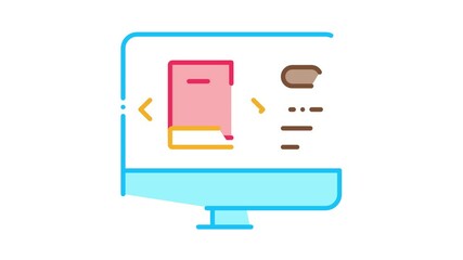 Poster - computer book selection Icon Animation. color computer book selection animated icon on white background