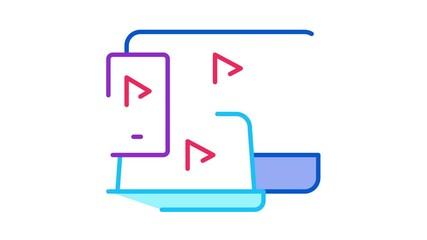  - inclusion of all devices Icon Animation. color inclusion of all devices animated icon on white background