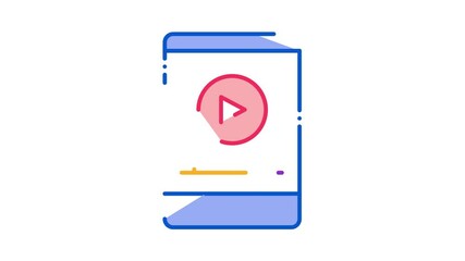  - music player Icon Animation. color music player animated icon on white background