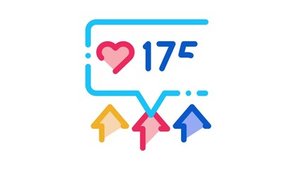 Poster - increase in likes Icon Animation. color increase in likes animated icon on white background
