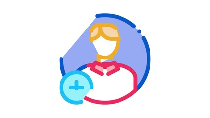 Poster - adding new person Icon Animation. color adding new person animated icon on white background