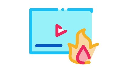 Wall Mural - fire video Icon Animation. color fire video animated icon on white background