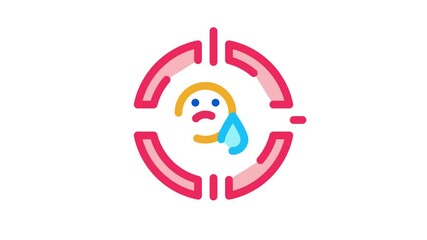 Poster - target on sad person Icon Animation. color target on sad person animated icon on white background