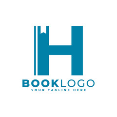 Wall Mural - Letter Initial H Book Logo Design. Usable for Education, Business and Building Logos. Flat Vector Logo Design Ideas Template Element