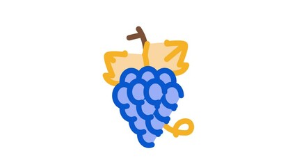 Canvas Print - bunch of grapes Icon Animation. color bunch of grapes animated icon on white background