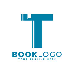 Wall Mural - Letter Initial T Book Logo Design. Usable for Education, Business and Building Logos. Flat Vector Logo Design Ideas Template Element