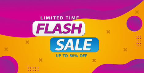 orange and purple color abstract shape sale banner template design.