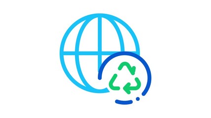 Poster - planet earth ecology Icon Animation. color planet earth ecology animated icon on white background