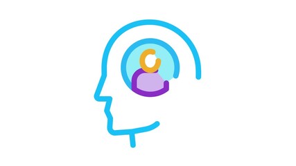 Poster - thought of one person Icon Animation. color thought of one person animated icon on white background