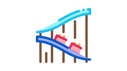 Poster - roller coaster ride Icon Animation. color roller coaster ride animated icon on white background