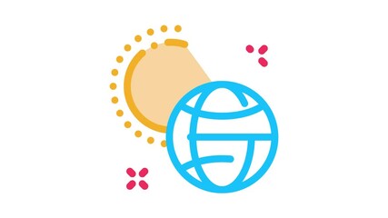 Sticker - rotation of earth around sun Icon Animation. color rotation of earth around sun animated icon on white background