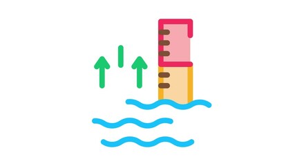 Poster - increase in water temperature Icon Animation. color increase in water temperature animated icon on white background