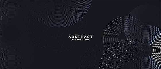 Abstract black background with white circle rings. Digital future technology concept. vector illustration.
