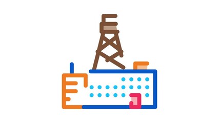 Poster - telephone connection station tower Icon Animation. color telephone connection station tower animated icon on white background