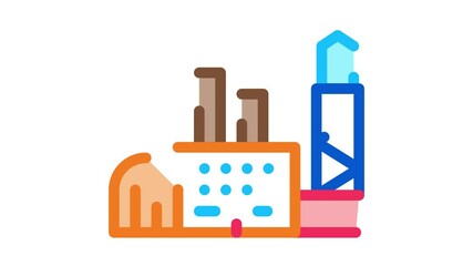 Sticker - power station Icon Animation. color power station animated icon on white background