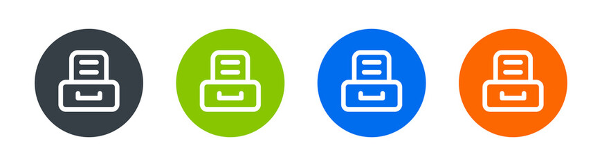 Poster - Drawer, tray and cabinet icon set. Office equipment concept