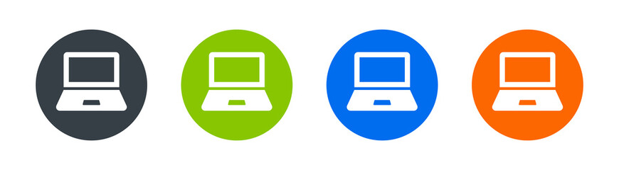 Aufkleber - Computer laptop or personal notebook icon on circle design. Vector illustration