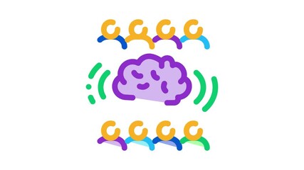 Sticker - collective mind Icon Animation. color collective mind animated icon on white background