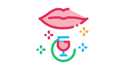 Poster - drinking wine Icon Animation. color drinking wine animated icon on white background