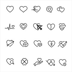 Wall Mural - Heart Icon in trendy outline style isolated on white background. 
Heart symbol for your web site design, logo, app, UI.
 Vector illustration.editable vector.