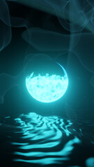 Wall Mural - 3d illustration graphics phone background of plasma energy planet and energy foggy atmosphere, motio
