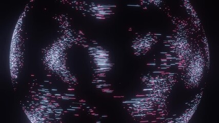 Wall Mural - closeup 4k video animation of abstract transparent line pattern rotating motion on the sphere shape.