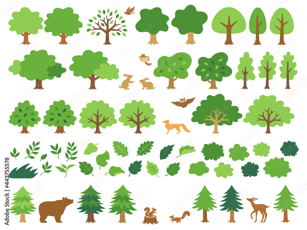 色々な緑の木と森の動物のアイコンセット Stock Vector | Adobe 色々な緑の木と森の動物のアイコンセット Stock Vector | Adobe