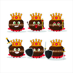 Poster - A Charismatic King chocolate macaron cartoon character wearing a gold crown. Vector illustration