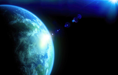 earth space universe optical flares blue planet