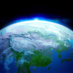 Wall Mural - earth space universe optical flares blue planet