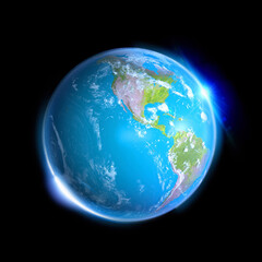 Wall Mural - earth space universe optical flares blue planet