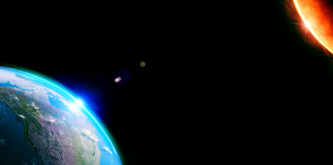 Wall Mural - earth space universe optical flares blue planet