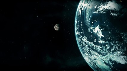 Wall Mural - cinematic planet earth and moon in outer space