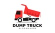 Red dump truck vector logo